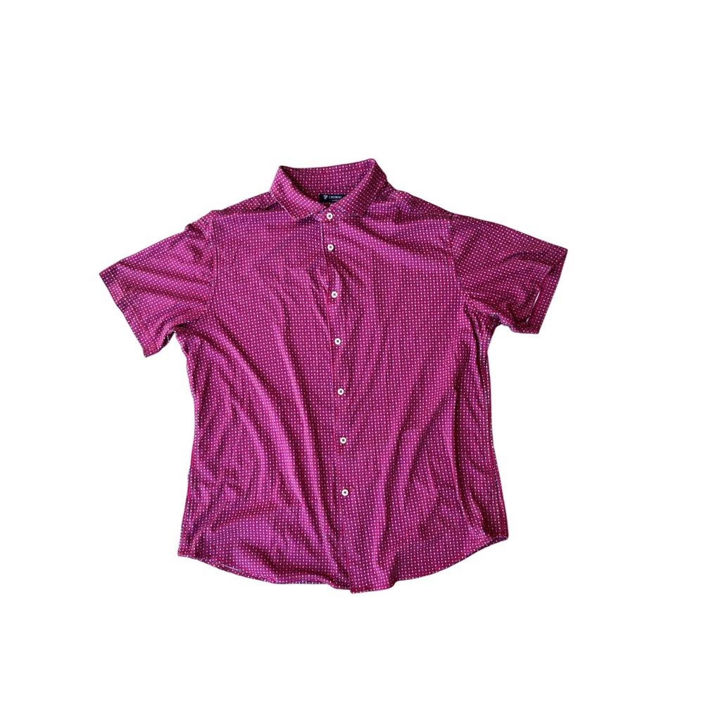 Cremieux Classics Mens XL Supima Cotton Short Sleeve Button Down Shirt Magenta